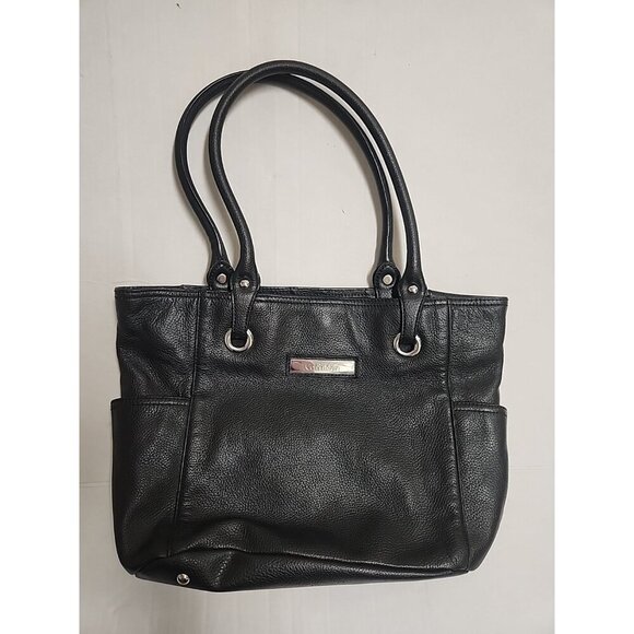 Calvin Klein Women Large Black Leather Tote Bag - Picture 1 of 6